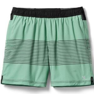 Vuori Mens Rush Running Shorts Aloe/Black Stripe Size XL Reflective CoolMax 5.5